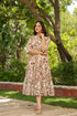 Women Abstract Printed Pure Cotton Tiered Fit & Flare Midi Dress